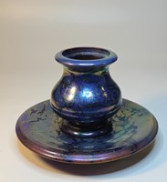 Zsolnay labrador glaze small vase with plate