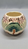 Zsolnay kézzel festett ginkgo mintás porcelán váza