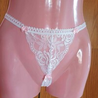 Fen36 - women's underwear - open lace thong with bow