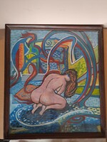 Female nude painting by István Kozma