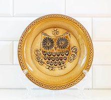 Retro ceramic wall plate with owl pattern - marked ditmar urbach