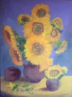 A painting! Sunflower flower still life!