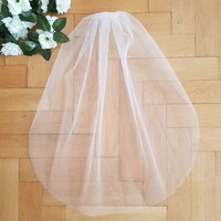 New Handcrafted 1 Layer Untrimmed Edge Snow White Bridal Veil (5.1)
