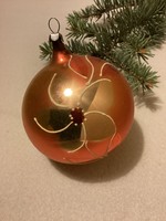 Régi üveg virágos gömb karácsonyfadísz