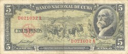 5 pesos pesos 1958 cuba
