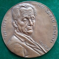 Mária Osváth: classical philologist Károly Kerényi, 1979, Bronze medal, plaque, relief