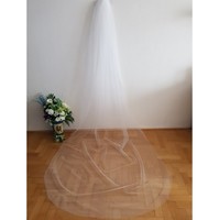 New Handmade 1 Ply Untrimmed Edge Snow White 3 Meters Bridal Veil (34.1)