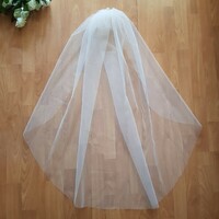 New Handcrafted 1 Ply Plain Edge Snow White Bridal Veil (12.1)