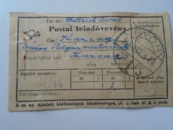 Za482.23 Postal delivery receipt for the mayor of the city of Karcag -Dittrich Aurél Győr 1950