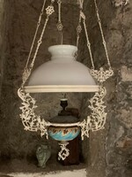 Zsolnay majolica chandelier lamp converted to electric