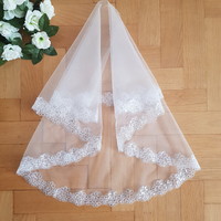 New Sequin Lace Edge Combless Snow White Bridal Veil Spanish Veil (58.1)