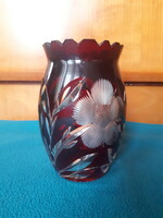 Antique burgundy lead crystal vase