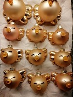 Retro Christmas tree glass ornaments pig head:)