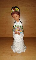 Maréza Várkonyi vm industrial artist ceramic girl with flower - 17.5 cm high