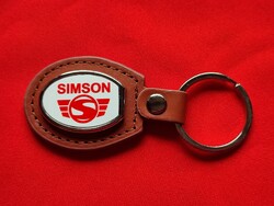 Simson oval metal key ring on a leather base