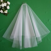 New Handcrafted 2 Layers Untrimmed Edge Snow White Bridal Veil (19.1)