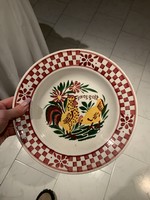 Antique Hóllóháza rooster good breakfast wall plate