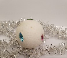 Retró hungarocell karácsonyfadísz gömb ékkövekkel