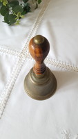 Large copper bell, bell with wooden handle
