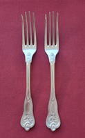 2 silver-plated alpaca forks. M. Cutlery fork with monogram