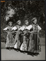 Larger size, photo art work by István Szendrő. Girls in Inaktelki (Cluj county) folk costume,