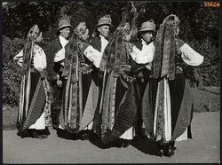 Larger size, photo art work by István Szendrő. Couples in Inaktelki (Cluj county) folk costume,