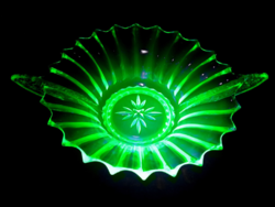 Antique uranium glass brockwitz fruit bowl, centerpiece