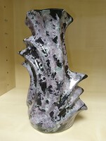 Special wavy black-purple ceramic vase