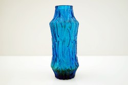 Mid century blue glass vase / retro vase