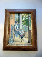 Pensive woman - watercolor painting