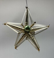 Antik karácsonyfadísz, gablonz nagyméretű üveg csillag, gablonc, jablonec