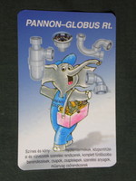 Card calendar, pannon globus metal and steel wholesaler, Győr, graphic artist, elephant, 1996, (5)