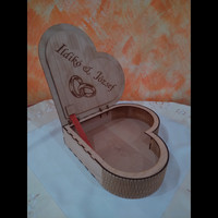 Nyílófedeles szívdoboz – gravírozható fa emlék- és ajándékdoboz