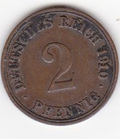 German Empire 2 pfennig 1910 fa