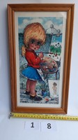 Little girl painting wall picture in frame /18/