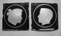Férfi-női mosdó, két darab régi lemez tábla - Loft