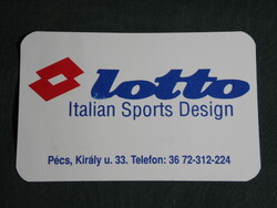 Kártyanaptár, LOTTO sport ruházat divat, Pécs, 1996,   (5)