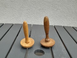 2 old wooden hitchhiking mushrooms