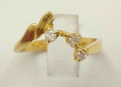 341T. From HUF 1 18k gold 2.3G accant diamond 0.1Ct designer ring, with white stones, size 55
