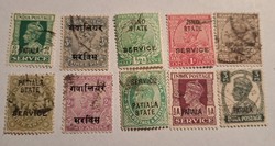 Indian anna stamps from the British colonial period