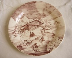 Christmas, winter decorative plate, village scene plate