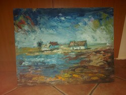 Szőke szignós festmény, olaj, farost, 42x55 cm