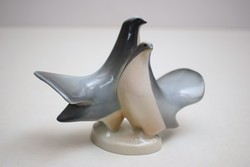 Pair of Zsolnay sinkó pigeons / shield seal / porcelain pigeons