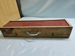 Régi fa szerszámosdoboz vagy fegyverdoboz 59x15x11 cm