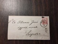 1874. Stamped 5kr envelope, Szatka-szeged