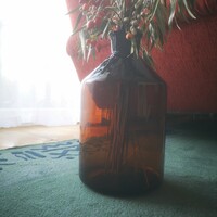 Old, large, approx. 4-liter amber-colored apothecary glass apothecary bottle