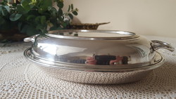 English silver-plated serving and warming bowl with lid