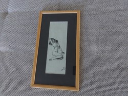 (K) nude painting 21x37 cm with frame
