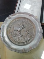 Embossed pewter wall plate