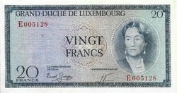 20 frank francs 1955 Luxemburg Gyönyörű